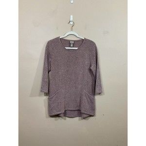 Chicos Womens Tunic Sweater Size 1 (M/8) Mauve Coastal Minimalist Lagenlook Soft